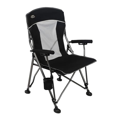LANMOUNTAIN Camping Chair with Padded Hard Armrest,Cup Holder,Heavy Duty for Adults,Mesh...