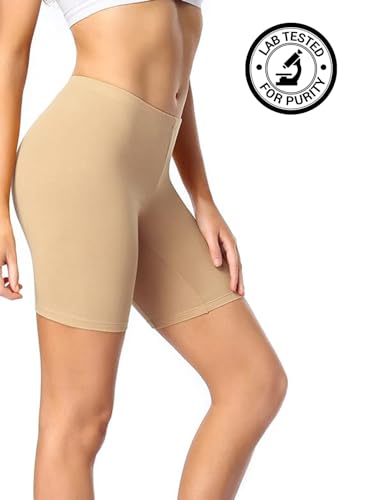 Image of Amazon Brand - Nora Nico Women's Super Combed Cotton High Coverage Elastane Stretch Mid Waist Shorties with Concealed Waistband Shorts (Gym & Yoga)