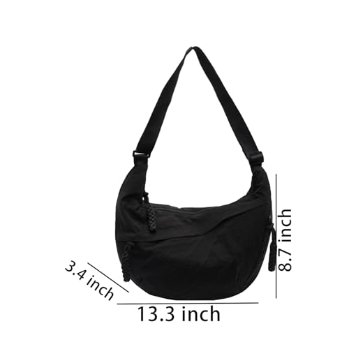 Image of Crossbody Nylon Crescent Bag for Women - Lightweight Small Hobo With 2 Pack Inner Dumpling Bag - Casual