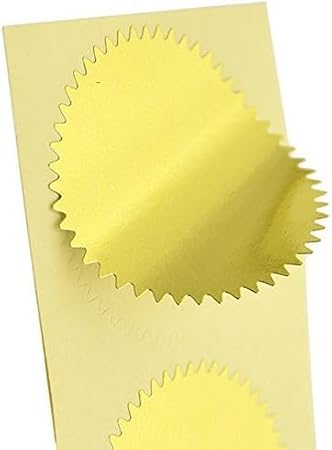 100pcs Gold Blank Embosser Stickers - 45mm Metallic Foil Embossing Stickers with Serrated Edge, Self-Adhesive, Ideal for Awards, Legal, Notary Seals