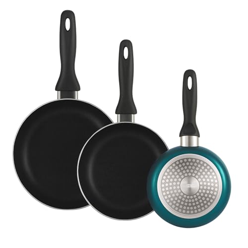 WELL HOME MOBILIARIO & DECORACIÓN Set 3 sartenes 16/20/24 aluminio prensado, antiadherente,...