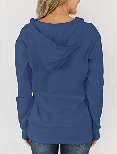 Fallorchid Womens Quarter Zip Pullover Hoodies Casual Long Sleeve Sweatshits With Pocket (Nave Blue, Medium) #TOP1