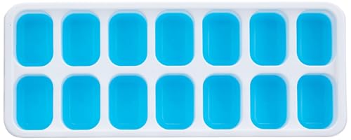 Image of Clazkit Silicone Ice Cube Tray with Lid (2 Pack, 14 Cavities Each) | Easy Pop-Out Square Ice Mold | BPA Free Flexible Ice Tray | Stackable Ice Cube Maker for Freezer, Whiskey, Cocktails, Juice