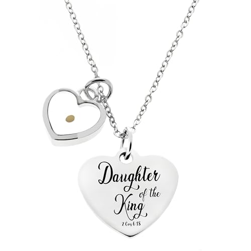 HOPE INSPIRED Real Mustard Seed Necklace Heart Faith Necklace for Women Christian Gifts