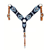 Collier De Poitrine Western Pour Cheval, Laine Mohair, Cordes Turquoise Et Marron, Showman Products