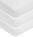American Baby Company 3 Pack 100% Natural Cotton Fitted Crib Sheets 52' x 28' - Soft, Breathable, Hypoallergenic & Gentle Toddler Bed Sheets, White, Neutral for Boys & Girls