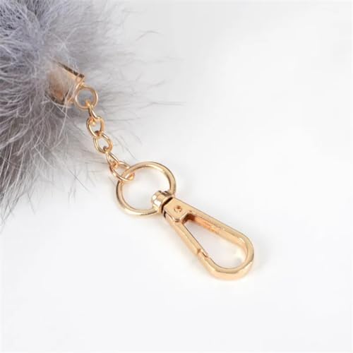 Image of 15.75 Inch Long Fluffy Faux Fur Tail Keychain, Fake Animal Tails for Handbags Backpacks Charm Tassel Ornaments (Light Grey)