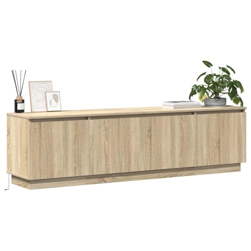 vidaXL TV-Schränk Sonoma-Eiche 180 x 38 x 49 cm Holzwerkstoff, Moderner rechteckiger TV-Schrank, multifunktionale Wandkonsole, LED-Anzeige für stylische Wohnraum Ordnung