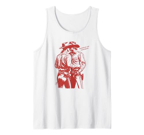Retro Funny Saddle Up Cowboy Gay Trans Rights LGBT Pride Tank Top