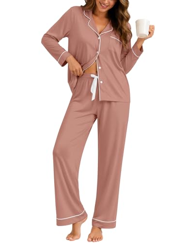Image of ZMJ Womens Pajamas Sets 2 Piece Long Sleeve and Pant Pj Sets Button Up Sleepwear