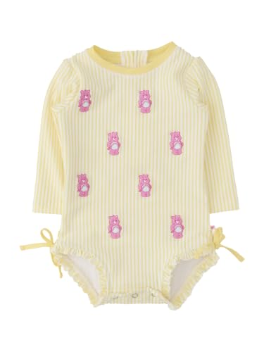 Image of RuffleButts Baby Girls Seersucker Rash Guard - One Piece Swimsuit UPF 50+ | Premium Quality, 4-way Stretch, Snap + Zipper Closure, Long Sleeves, Hand Wash, UPF 50+ Sun Protection