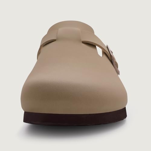 Image of KIDMI Unisex Vegan Suede Clogs Leather Mules Womens Mens Cork Footbed Potato Shoes with Arch Support