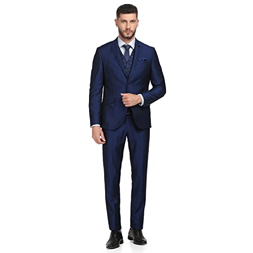 Image of Blackberrys Men Red Solid Slim Fit Suits