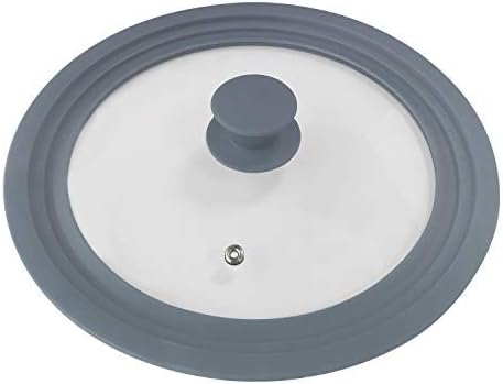 Universal Lid for Pots Pans and Skillets silicone and Tempered Glass Fits All 9.5 Inch 10 Inch 11 Inch Pots and Pans-Replacement Cookware Frying Pan Cover and Cast Iron Skillet Lid Gray