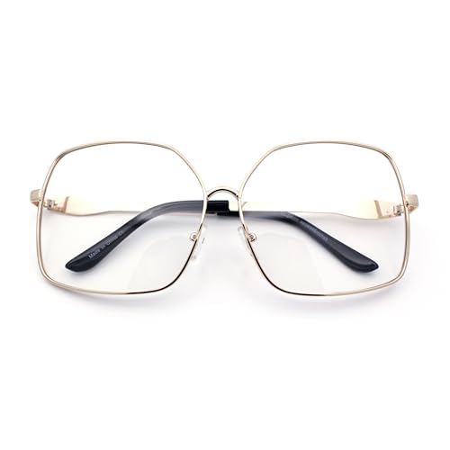 SA106 Womens Oversize Butterfly Clear Lens Metal Rim Ironic Granny Eye Glasses