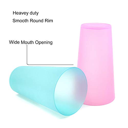 Koxin-Karlu Unbreakable 32-Ounce Plastic Restaurant-Style Beverage Tumblers Ice Tea Glasses | Set Of 12 In Coastal Colors #TOP2