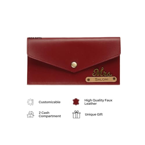 Image of AICA Personalized Name & Charm Leather Womens Wallet (Wine) | Customized Gifts for Women Girls | Gifts for Women | Wallet for Woman | Diwali Gifts | Wallet for Women | Corporate Gifts for Staff