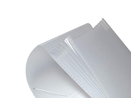Rayher Fächertasche für Scrapbooking-Papiere, 33 x 33,5 cm, 7 Fächer, transparenter Kunststoff, Gummibandverschluss, Sortiermappe, 7870500, Grau