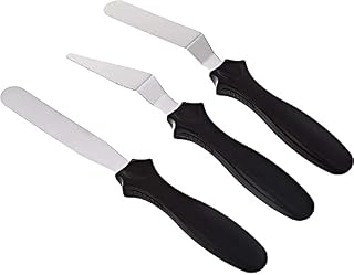 Trexin Professional Palette Knife Set Powerful Anti-Slip 3-Pc Angled Stainless Steel Icing Spatulas Ideal for Baking and Cake Decorating Supplies - Multipurpose Use for Home, Bakery, or Kitchen