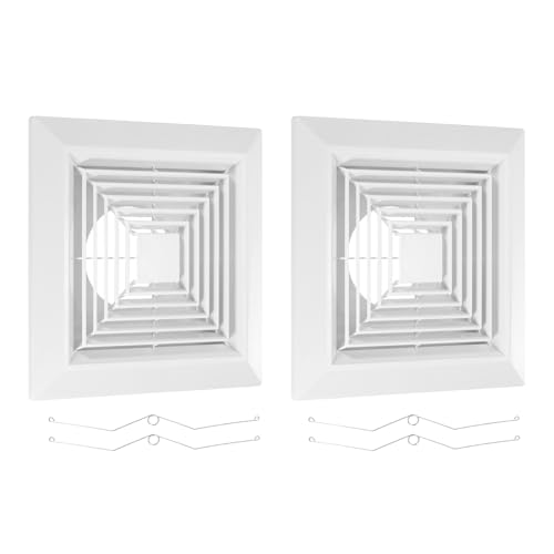 PATIKIL 9x9 Inch Bathroom Exhaust Fan Cover, 2Pcs ABS Plastic Fan Grilles Air Conditioning Vent Cover with Springs for Ceiling or Exhaust Fans Home Office Bathroom Kitchen Ventilation