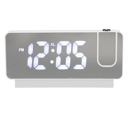 Projection Digital Alarm Clock for Bedrooms USB Rechargeable White Light Snooze Function Adjustable