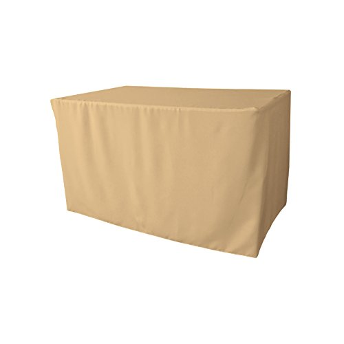LA Linen Polyester Poplin Fitted Tablecloth, 48"L x 30"W x 30"H, Khaki