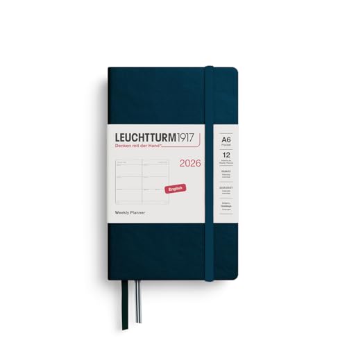 LEUCHTTURM1917 372728 Wochenkalender Pocket (A6) 2026, Deep Sea, Englisch