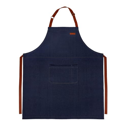 Jesustree Denim Lavoro Grembiule di Jeans con Tasca, Grembiuli da Cucina Regolabile Chef Donna Uomo Per Coffee Cucina,Ristorazione,Barista, Gardening,Blu
