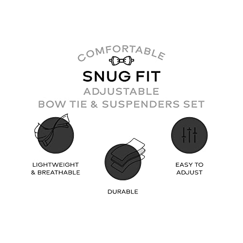 Man Of Men - Men's Black & White Checkered Bowtie & Suspender Set #TOP3