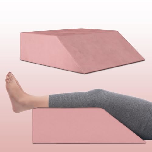 Image of Frido Leg Elevation Wedge Pillow for Edema, Varicose Veins, Fracture | High Resilience Foam Cushion for Leg, Knee & Thigh Support | Back Pain & Swelling Relief | Lightweight (Blush Pink)