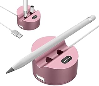 MoKo Charging Stand Adapter Compatible Apple Pencil 1st Generation, iPad Pencil Charger Apple Pen Holder Charging Dock Station with Display Screen USB Port Fit iPad 10th/9th/8th/Pro/Air, Rose Gold