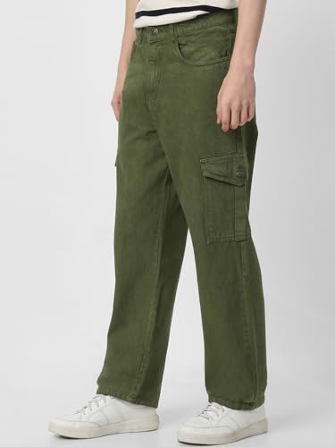 Image of Neostreak Men's Loose Baggy Fit Washed Cargo Jeans with 6 Pockets Non-Stretchable