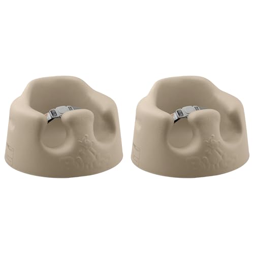 Image of Bumbo Infant Floor Seat Baby Sit Up Chair and Baby Sitting Support for 3 to 12 Months Old with 3 Point Adjustable Safety Strap Harness, Taupe (2 Pack)