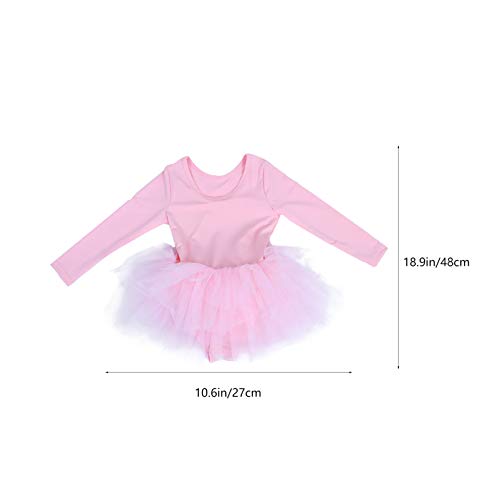 ABOOFAN Kids Girls Mangas Compridas Tutu Dress Ballet Collet para Dançar Ginástica Performance (S Ro