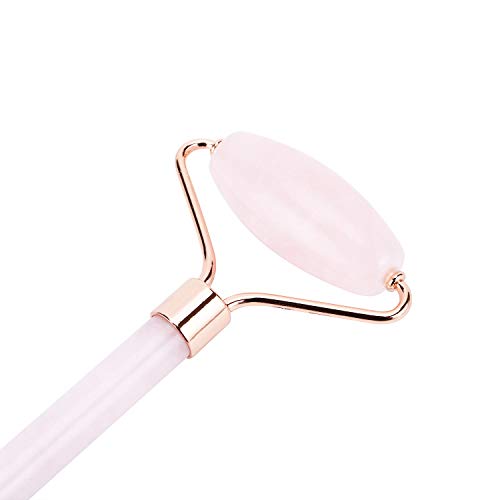 Natural Jade Roller For Face - Aging Wrinkles, Puffiness Facial Skin Massager Treatment Therapy - Premium Jade Stone, By Crystal Lemon (Rose Quartz) #TOP5