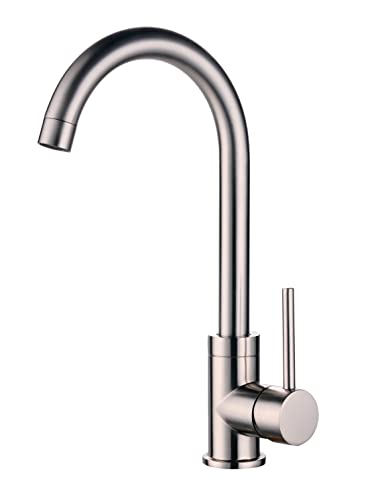 Mezclador de Fregadero Córdoba Acero Inoxidable Cepillado | Grifo Monomando de Cocina con Acabado Premium Antihuellas | Caño Giratorio 360° | Estilo Moderno y Resistente | by EUROSANIT