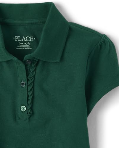 The Children's Place,Girls,Multipack Short Sleeve Ruffle Pique Polos,Spruceshad/Daybreak/White 3-Pack,Small2