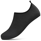 BARFULKER Wasserschuhe Damen Herren Badeschuhe Schnell Trocknend Schwimmschuhe Leicht Aquaschuhe rutschfeste Strandschuhe Surfschuhe Barfußschuhe für Männer Frauen Beach Pool, Schwarz 42/43 EU