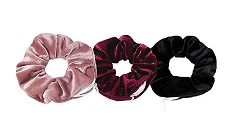 A.Tony Samt Scrunchies Set mit Reißverschluss Haargummi Gadget Mädchen & Frauen Zopfgummi Schmuck (Berry) Cover
