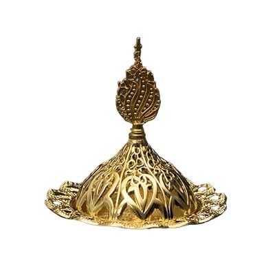 Grand brûleur d'encens en métal au design creux et finitions raffinées