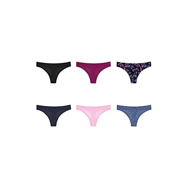 Hanes-Womens-Comfort-Flex-Fit-Microfiber-Thong-Underwear-6-Pack Hanes Women's Thongs ComfortFlex Fit Stretch Panties, Cooling Microfiber Underwear, 6-Pack (Colors May Vary), Assorted, Large
