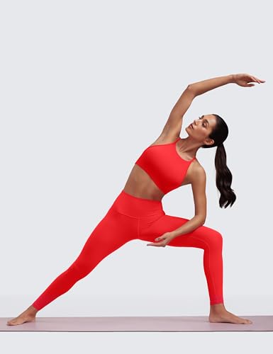 CRZ YOGA Butterluxe Womens High Neck Y Back Sports Bra - Padded Halter Racerback Spaghetti Thin Strap Workout Gym Top