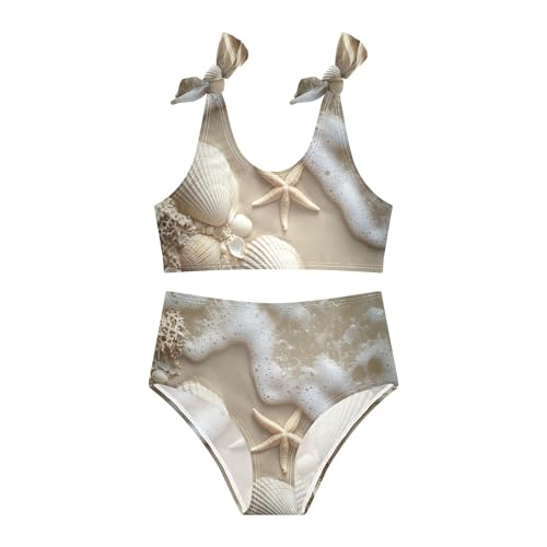 Seashells Starfish on Sand Ocean Girls Bikini Sets 2 Piece Swimsuits Bathing Suit Swimwear3