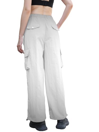 Image of Cromoncent Cargo Pants Girls & Women Parachute Pants Y2K Baggy Rave Clothes Waterproof with Pockets, 6 Years - 3XL