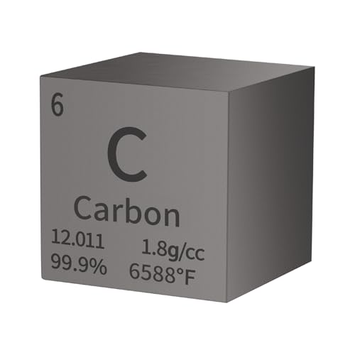 Carbon Cube Metal Density Cubes Pure Metal High Density Element Cube for Element Collections Lab Experiment Periodic Table Collection DIY Teacher Science Creative Gift（Carbon，1 Inch）