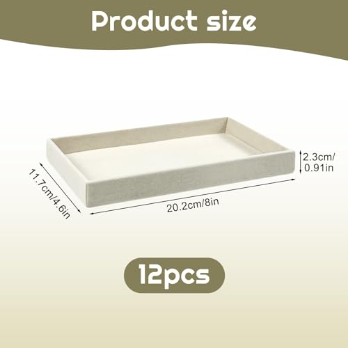 12 Pack Velvet Jewelry Trays, 8.3x5x1 Inches Premium Stackable Jewelry Drawers Organizer Inserts for Women Girls, Beige Jewelry Storage Display Trays for Necklace Earring Ring Bracelet (1 grid) by Rainmae - Image 2
