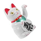 BIUDECO Gato Suerte Japonés Maneki Neko Decoración Eléctrica con Mano Móvil para Hogar Oficina Regalo Significado Prosperidad