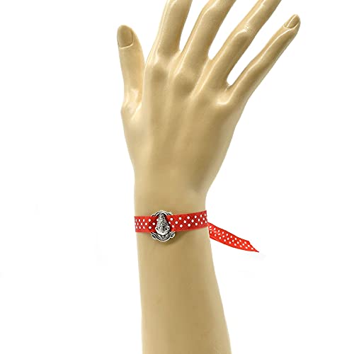 Image of BDM Virgen del Rocio Bracelet, red rociero rociera Bracelet, Virgen del Rocio Bracelet with Polka dots, Rocio Fashion.