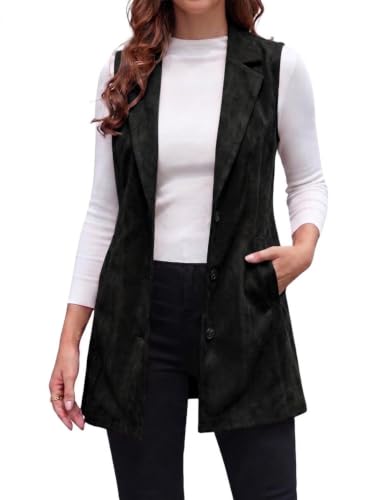 Image of IDEALSANXUN Plaid Vest for Women Fall Winter Sleeveless Blazer Jackets