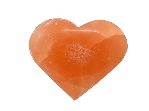 Image of Certified Large Orange Selenite Crystal Heart Palm Pebbles Stones for Anxiety Stress Relief Massage - AAA Grade Original Healing Gemstone Agate Heart Palm Stone for Yoga Meditation Spiritual